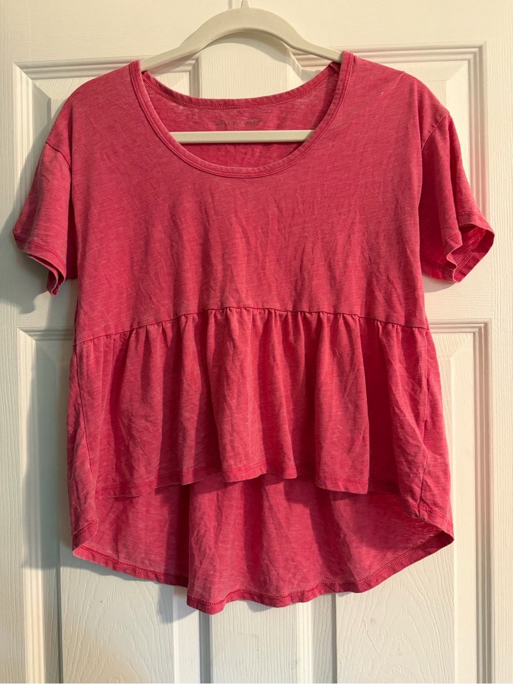 XXS American Eagle Outfitters Pink Ruffle Peplum Short Sleeve Top